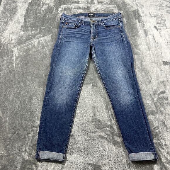 Hudson Jeans Womens 28 Blue Dark Wash Slim Straight Stretch Raw Hem RN 107906‎ - Picture 2 of 13